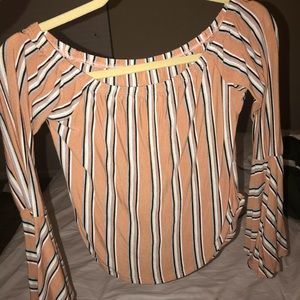 Forever 21 Bell sleeve rust stripe top